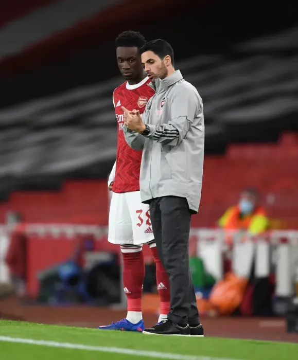 Framed Print : Arsenal's Mikel Arteta Coaches from Emirates Stadium: Arsenal FC vs Dundalk FC, UEFA Europa League 2020-21