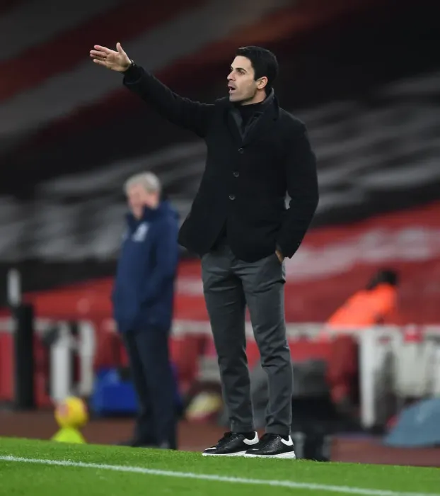Framed Print : Arsenal's Mikel Arteta at Emiras Stadium: Premier League 2021 (Behind Closed Doors) - Arsenal vs Crystal Palace