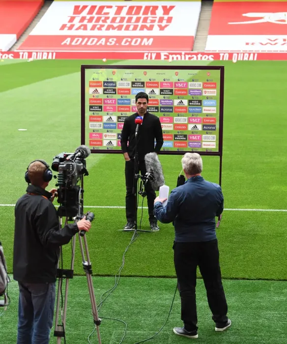 Framed Print : Arsenal's Mikel Arteta: Empty Emirates Stadium Interview (Arsenal v Liverpool, 2019-2020) Amid Coronavirus Pandemic Framed Print : Arsenal's Mikel Arteta: Empty Emirates Stadium Interview (Arsenal v Liverpool, 2019-2020) Amid Coronavirus Pandemic