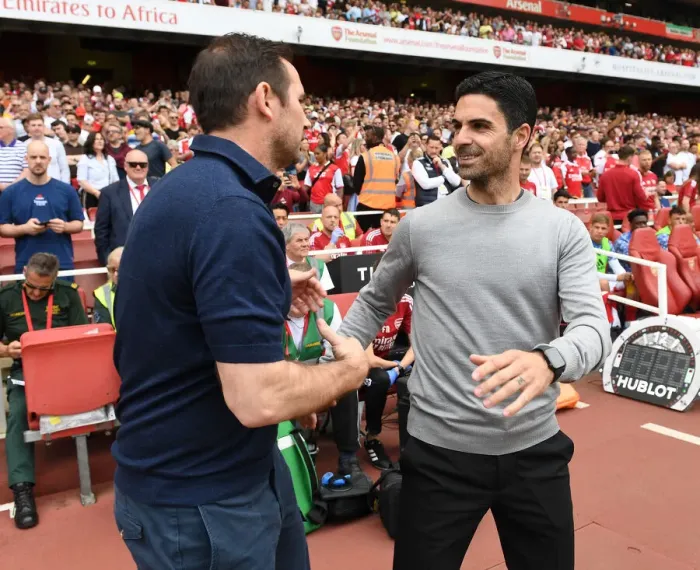Framed Print : Arsenal's Mikel Arteta and Everton's Frank Lampard Exchange Handshakes in 2022 Premier League Clash at Emirates Stadium Framed Print : Arsenal's Mikel Arteta and Everton's Frank Lampard Exchange Handshakes in 2022 Premier League Clash at Emirates Stadium