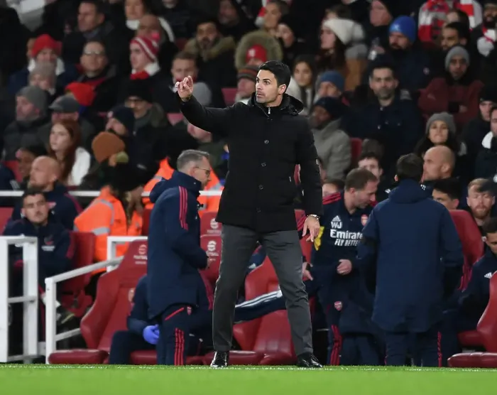 Framed Print : Arsenal's Mikel Arteta Leads Team Against West Ham United in Premier League Clash (December 2022)