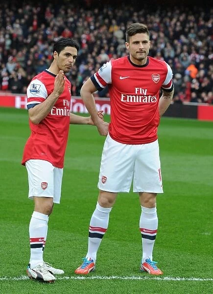 Arsenal's Mikel Arteta and Olivier Giroud Before Arsenal v Norwich City, Premier League 2012-13