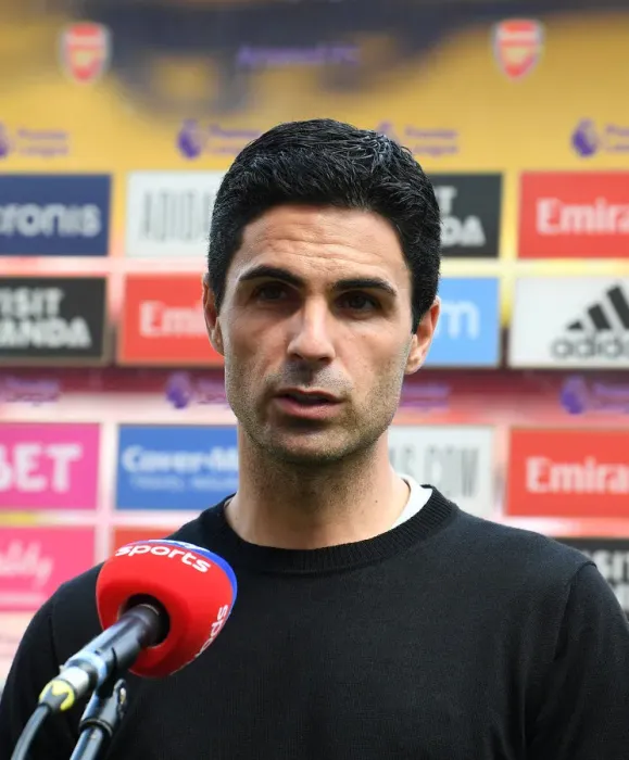 Framed Print : Arsenal's Mikel Arteta - Pre-Match Interview Ahead of Arsenal vs. Watford (2019-20)