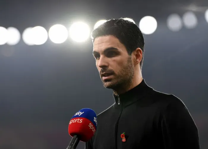 Framed Print : Arsenal's Mikel Arteta Pre-Match Interview Ahead of Arsenal vs Aston Villa (Premier League 2020-21)
