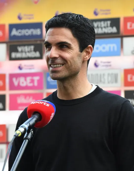Framed Print : Arsenal's Mikel Arteta - Pre-Match Interview Before Arsenal vs. Watford (2019-20)