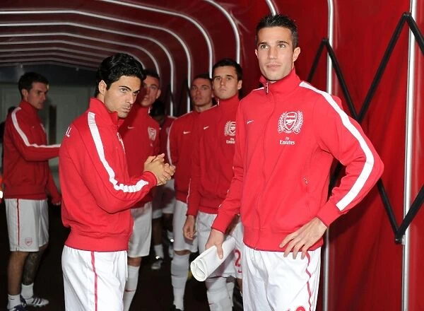 Arsenal's Mikel Arteta and Robin van Persie in the Tunnel Before Arsenal v West Bromwich Albion, 2011-12 Premier League