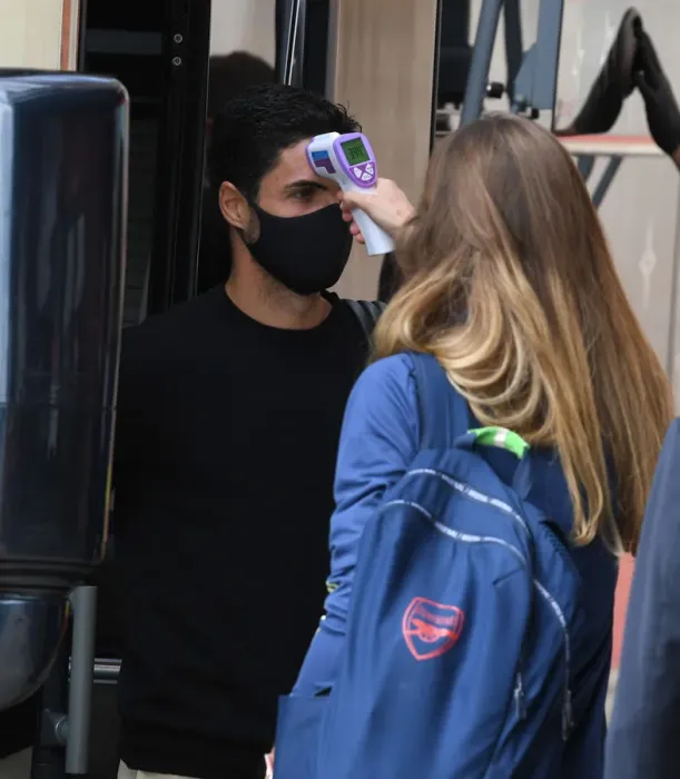 Framed Print : Arsenal's Mikel Arteta Undergoes Temperature Check Before Sheffield United FA Cup Clash Framed Print : Arsenal's Mikel Arteta Undergoes Temperature Check Before Sheffield United FA Cup Clash