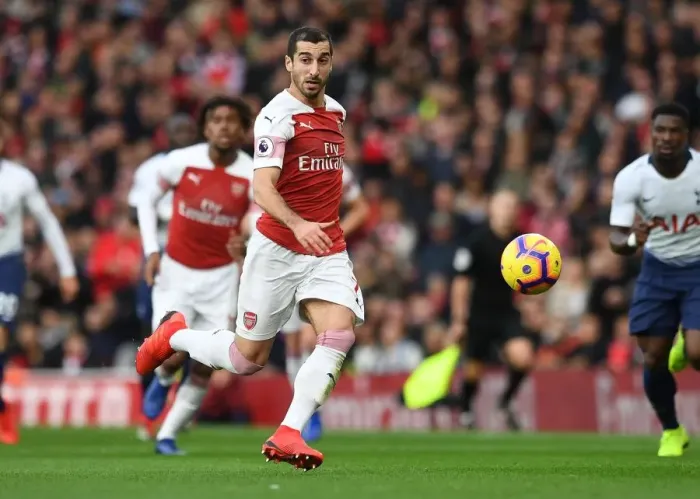 Framed Print : Arsenal's Mkhitaryan Faces Off Against Tottenham in Premier League Clash