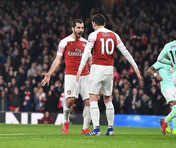 Arsenal's Mkhitaryan and Ozil Celebrate Goals Against Bournemouth in 2018-19 Premier League