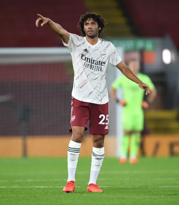 Framed Print : Arsenal's Mo Elneny at Anfield: Liverpool vs Arsenal, 2020-21 Premier League
