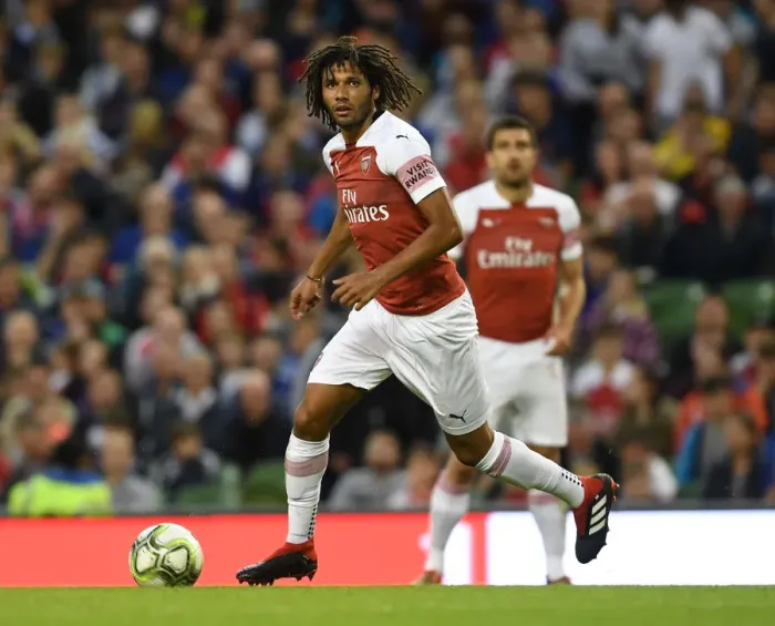 Framed Print : Arsenal's Mo Elneny Faces Off Against Chelsea in 2018 International Champions Cup, Dublin