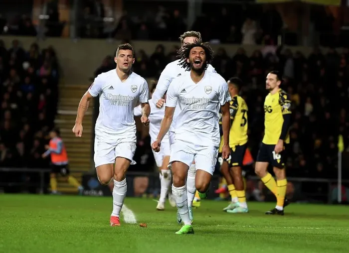 Framed Print : Arsenal's Mo Elneny Scores First Goal in FA Cup Third Round Win Over Oxford United