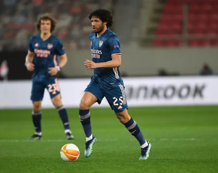Framed Print : Arsenal's Mo Elneny in UEFA Europa League Action Against Olympiacos in Greece (Behind Closed Doors) Framed Print : Arsenal's Mo Elneny in UEFA Europa League Action Against Olympiacos in Greece (Behind Closed Doors)