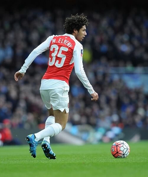 Arsenal's Mohamed Elneny in Action against Burnley, FA Cup 4th Round at The Emirates