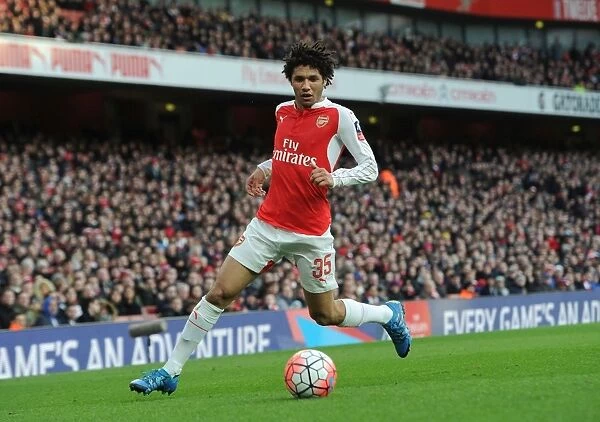 Arsenal's Mohamed Elneny in Action against Burnley, FA Cup Fourth Round at The Emirates