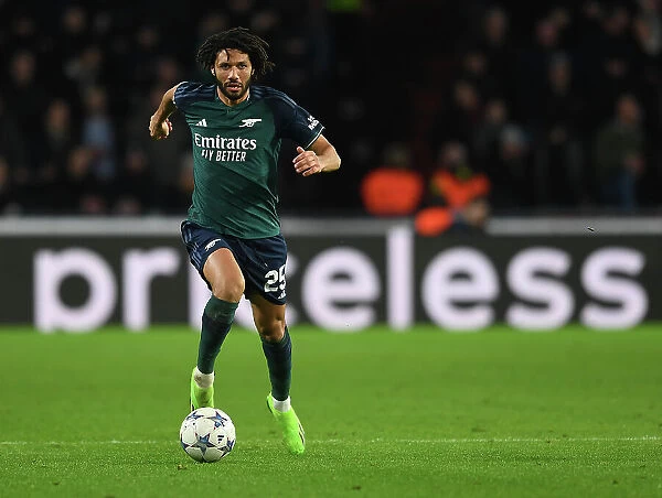 Arsenal's Mohamed Elneny in Action against PSV Eindhoven in the 2023-24 UEFA Champions League