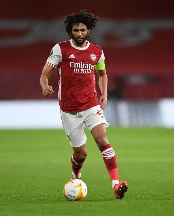 Framed Print : Arsenal's Mohamed Elneny in Europa League Action: Arsenal vs. Dundalk (Behind Closed Doors, 2020-21)