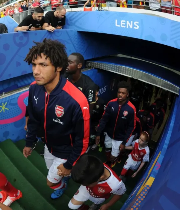 Framed Print : Arsenal's Mohamed Elneny Prepares for RC Lens Friendly, July 2016