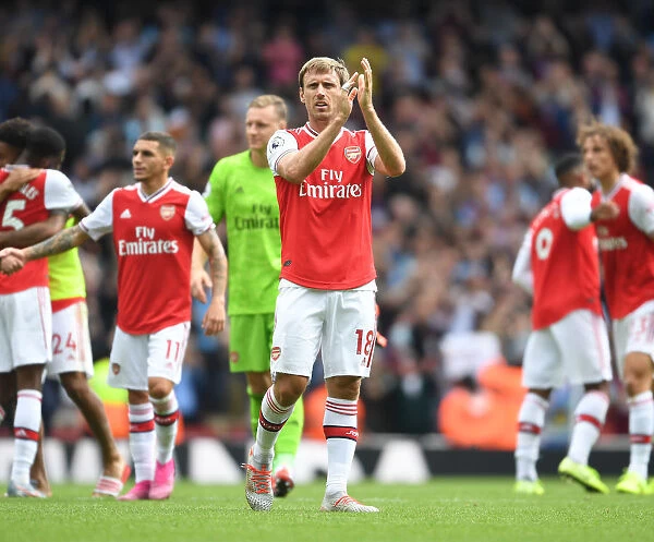 Arsenal's Monreal Applauds Fans After Arsenal v Burnley Premier League Match, 2019-20