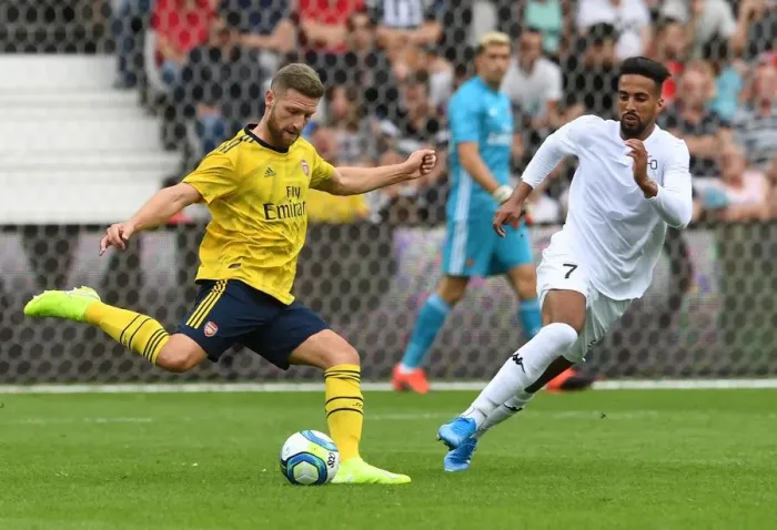 Framed Print : Arsenal's Mustafi in Action during Angers Friendly