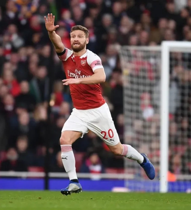 Framed Print : Arsenal's Mustafi in Action: Arsenal vs. Fulham (2018-19 Premier League)