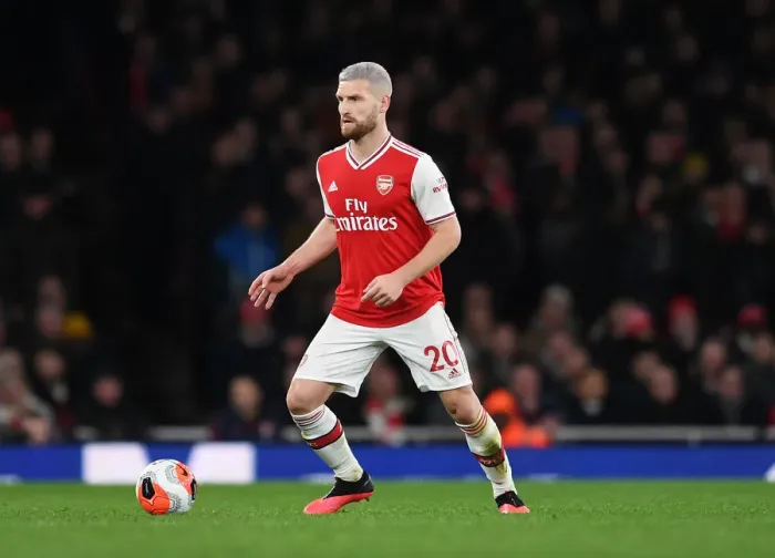 Framed Print : Arsenal's Mustafi in Action: Premier League Clash Against Everton (2019-20) Framed Print : Arsenal's Mustafi in Action: Premier League Clash Against Everton (2019-20)