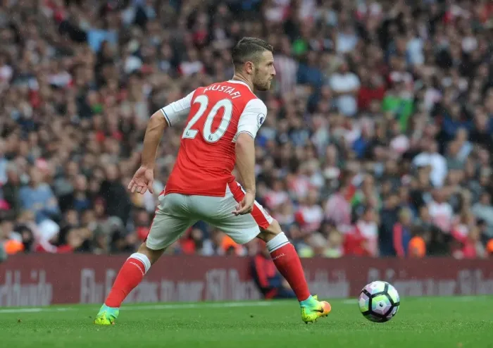 Framed Print : Arsenal's Mustafi in Action Against Southampton (2016-17) at Emirates Stadium