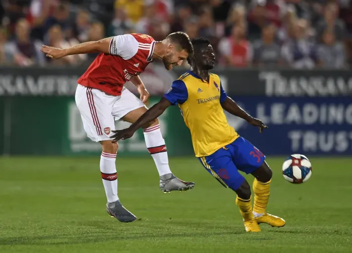 Framed Print : Arsenal's Mustafi Faces Off Against Colorado Rapids in 2019-20 Pre-Season Clash Framed Print : Arsenal's Mustafi Faces Off Against Colorado Rapids in 2019-20 Pre-Season Clash