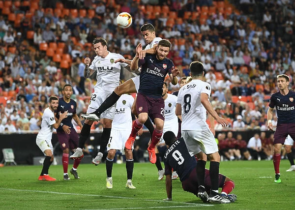 Arsenal's Mustafi and Gabriel Clash in UEFA Europa League Semi-Final Showdown (Valencia vs Arsenal, 2018-19)
