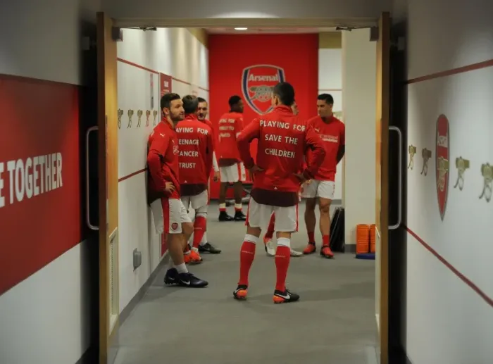 Framed Print : Arsenal's Mustafi and Koscielny Warm Up Ahead of Arsenal v Stoke City (2016-17)
