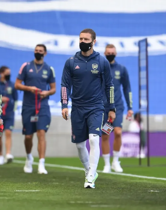 Framed Print : Arsenal's Mustafi Prepares for Empty Brighton Clash in Pandemic-hit Premier League