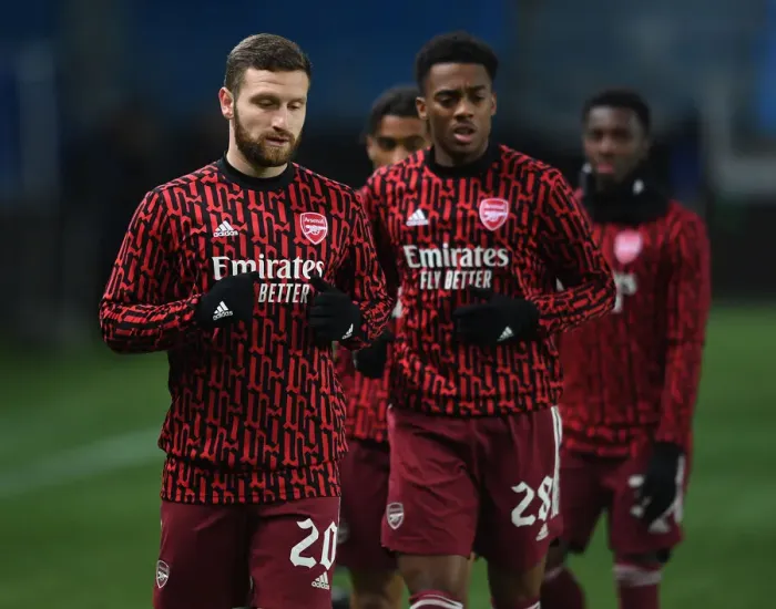 Framed Print : Arsenal's Mustafi Warming Up Ahead of Molde Clash in Europa League