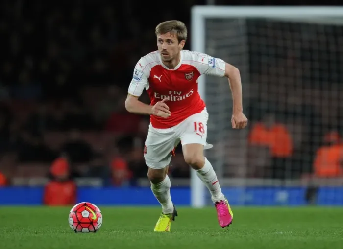 Framed Print : Arsenal's Nacho Monreal in Action: Arsenal vs. West Bromwich Albion (2015-16)