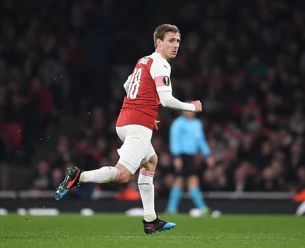 Arsenal's Nacho Monreal in Action against BATE Borisov in the Europa League Round of 32 (2018-19)