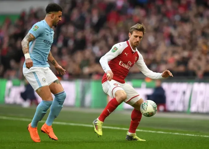 Framed Print : Arsenal's Nacho Monreal Faces Off Against Manchester City's Kyle Walker in Carabao Cup Final Showdown Framed Print : Arsenal's Nacho Monreal Faces Off Against Manchester City's Kyle Walker in Carabao Cup Final Showdown