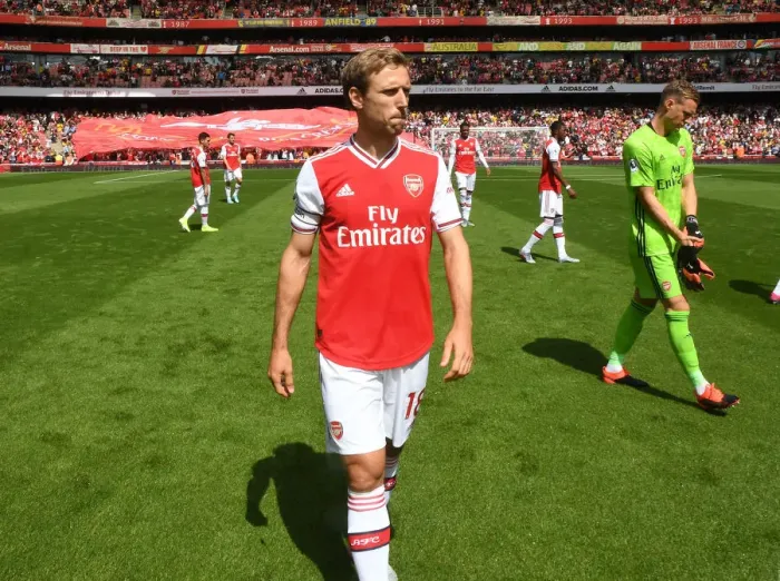 Framed Print : Arsenal's Nacho Monreal Pre-Match at Emirates Stadium vs Burnley (Premier League 2019-20)
