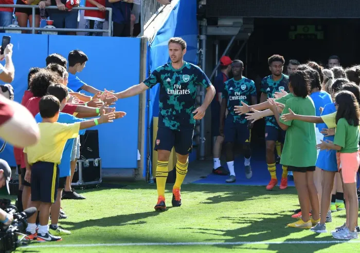 Framed Print : Arsenal's Nacho Monreal Prepares for Arsenal v Fiorentina at 2019 International Champions Cup in Charlotte