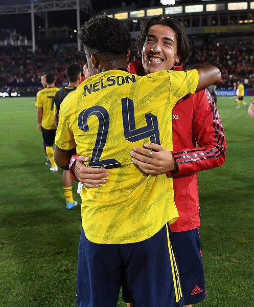 Arsenal's Nelson and Bellerin Reunite After 2019 Arsenal v Bayern Friendly Match in Carson, California