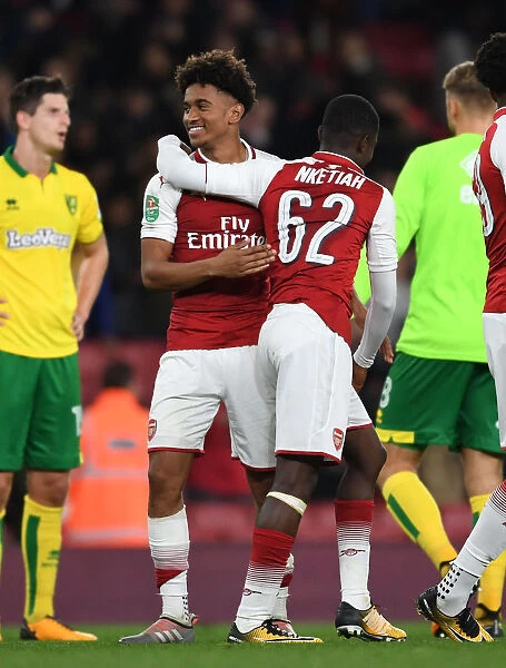 Arsenal's Nelson and Nketiah Celebrate Carabao Cup Victory Over Norwich