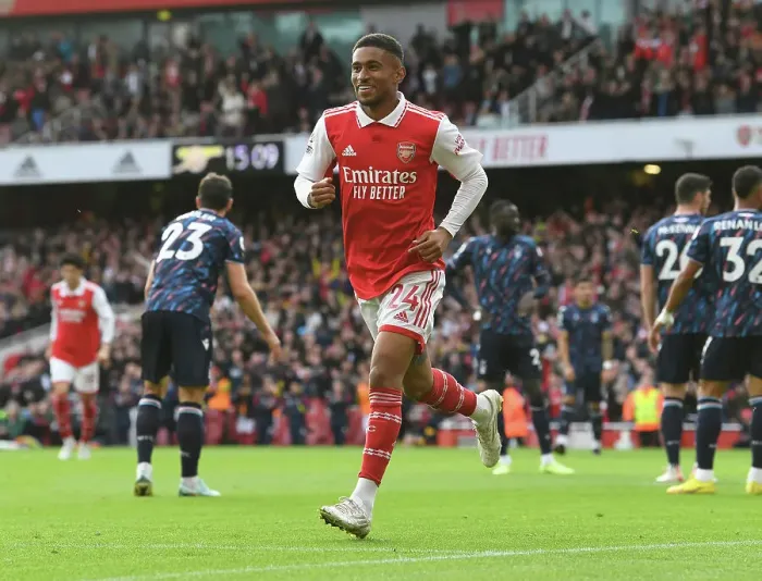 Framed Print : Arsenal's Nelson Scores Hat-trick: Arsenal's Triumph over Nottingham Forest (2022-23) Framed Print : Arsenal's Nelson Scores Hat-trick: Arsenal's Triumph over Nottingham Forest (2022-23)