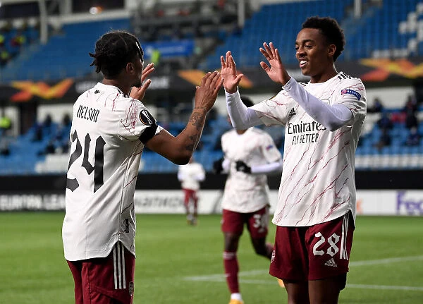 Arsenal's Nelson and Willock Celebrate Goals in Molde FK Victory, Europa League 2020-21