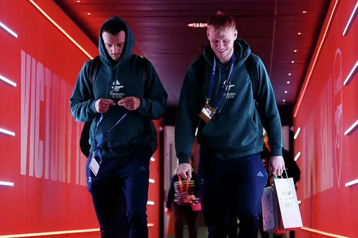 Framed Print : Arsenal's New Signings: Ben White and Aaron Ramsdale Make Their Emirates Debut vs RC Lens, UEFA Champions League 2023 / 24