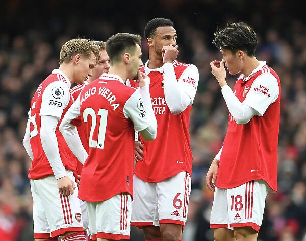 Arsenal's New Stars: Odegaard, Vieira, Gabriel, and Tomiyasu in Action against AFC Bournemouth (2022-23)