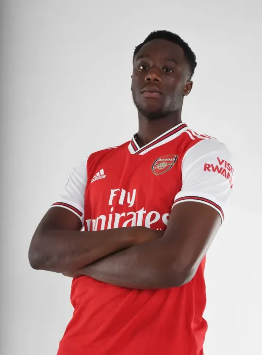 Framed Print : Arsenal's Newest Recruit, James Olayinka, Poses at Arsenal's 2019-20 Photocall