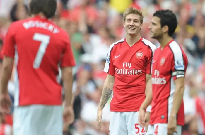 Framed Print : Arsenal's Nicklas Bendtner Scores in 4-0 Victory over Wigan Athletic at Emirates Stadium, 2009