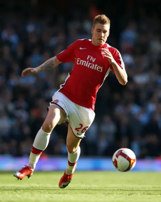Framed Print : Arsenal's Nicklas Bendtner Scores Brace Against Manchester City in Barclays Premier League Match, 4-4-09