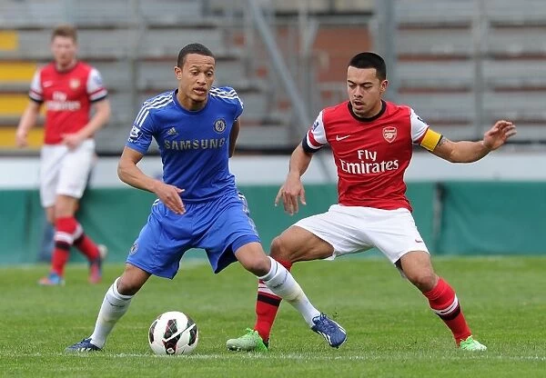 Arsenal's Nico Yennaris Clashes with Chelsea's Lewis Baker in NextGen Series Semi-Final