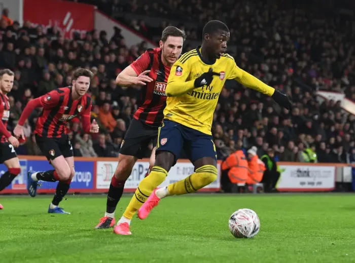 Framed Print : Arsenal's Nicolas Pepe in Action: FA Cup Clash Against AFC Bournemouth Framed Print : Arsenal's Nicolas Pepe in Action: FA Cup Clash Against AFC Bournemouth