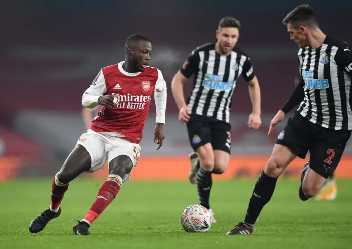 Framed Print : Arsenal's Nicolas Pepe in Action during FA Cup Clash against Newcastle United Framed Print : Arsenal's Nicolas Pepe in Action during FA Cup Clash against Newcastle United