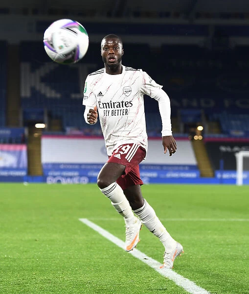 Arsenal's Nicolas Pepe in Action against Leicester City in Carabao Cup Clash